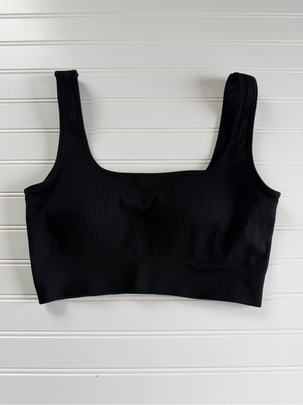 Black Ribbed Scoop Neck Bralette OQQ Size L